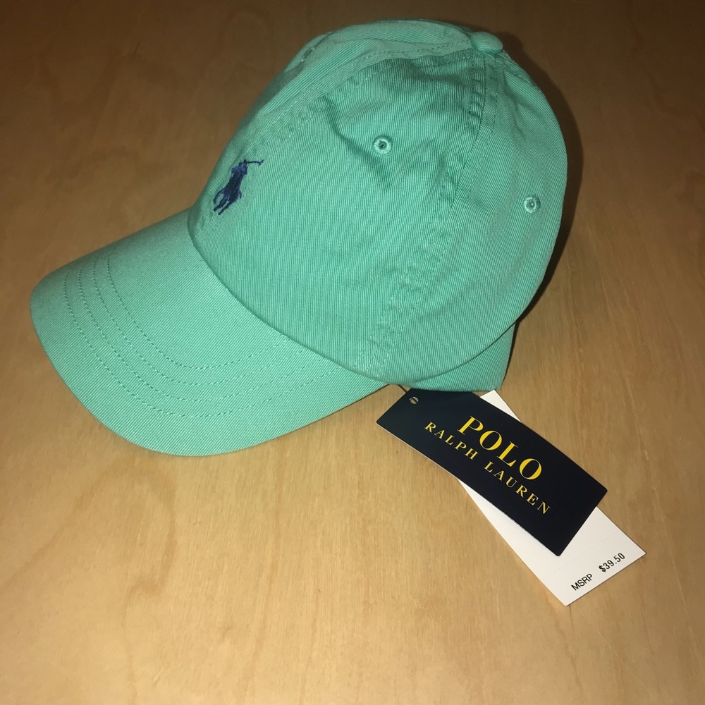 NEW Men’s POLO RALPH LAUREN Cotton Green Blue Hat - Picture 4 of 8